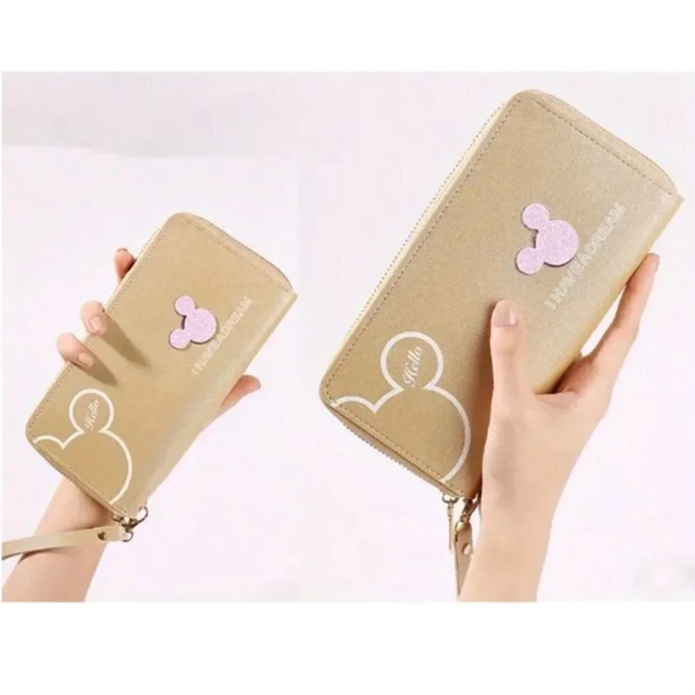 Minnie Mickey Mouse Wristlet Clutch Convertible Long Wallet Disney Theme Blue